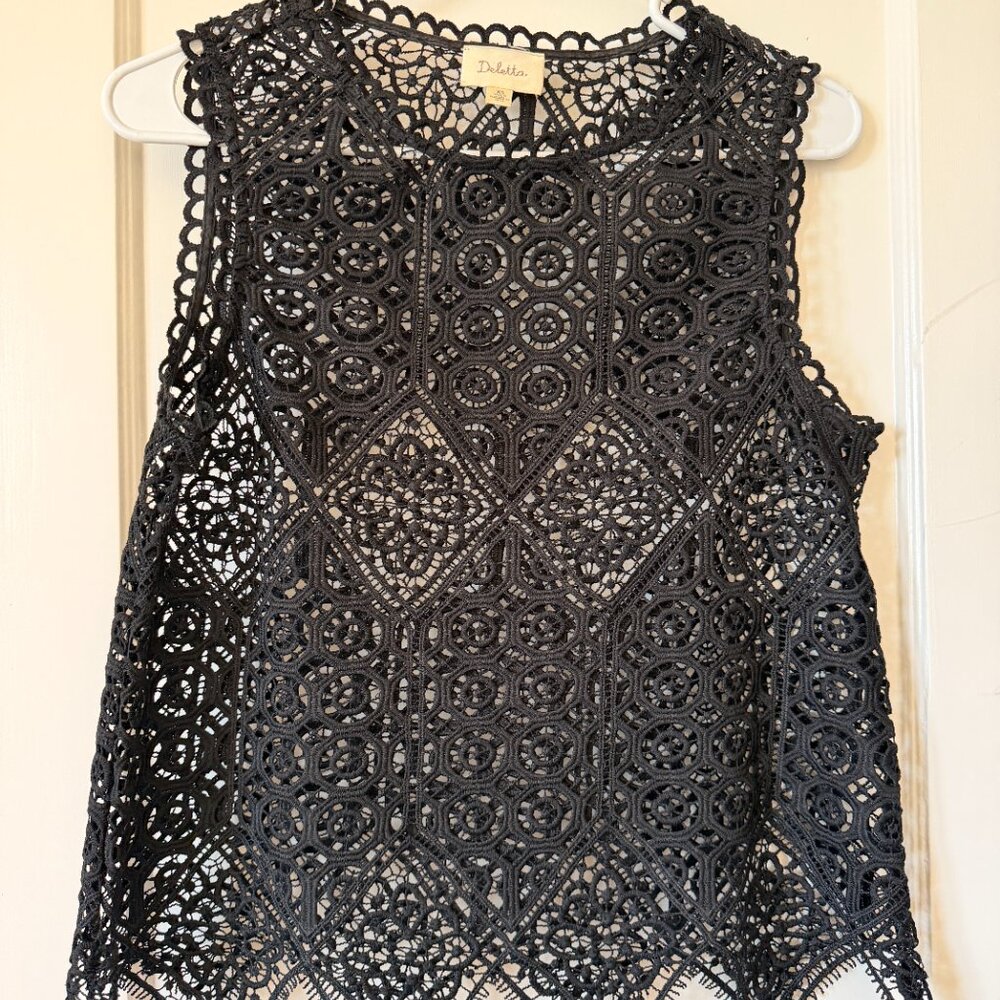Anthropologie Deletta Black Knit Top